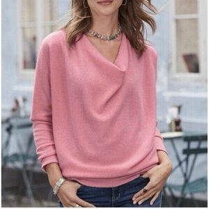 SOLD —Sundance 100% Cashmere Sweater Drapey Cowl Neckline Size Small Pink Winter